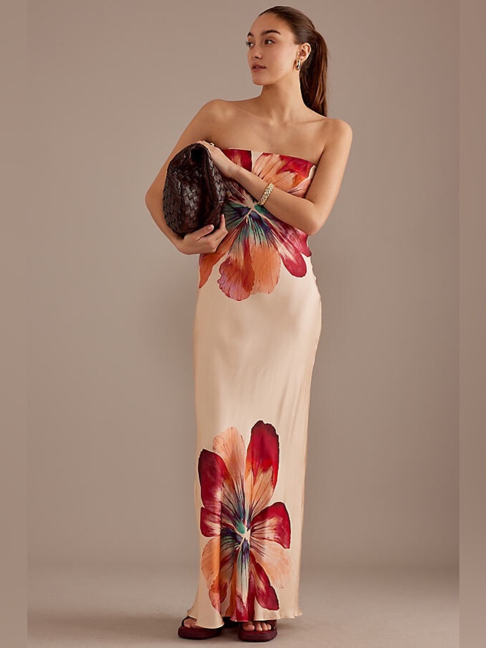 NWOT - Anthropologie The Fleur Strapless Satin Maxi Slip Dress